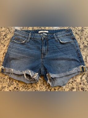 Sam Edelman Distressed Blue Rolled Hem Denim Shorts